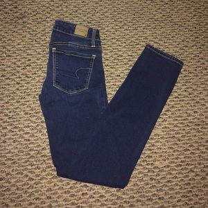 American eagle dark blue skinny jeans.