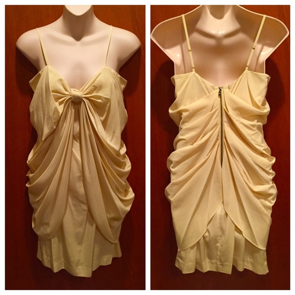 Stella & Jamie Bright Yellow Bow Front Mini Dress - Picture 2 of 4