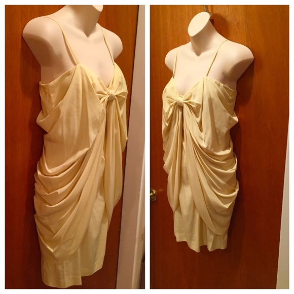 Stella & Jamie Bright Yellow Bow Front Mini Dress - Picture 3 of 4