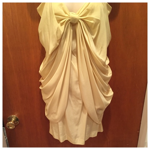 Stella & Jamie Bright Yellow Bow Front Mini Dress - Picture 4 of 4