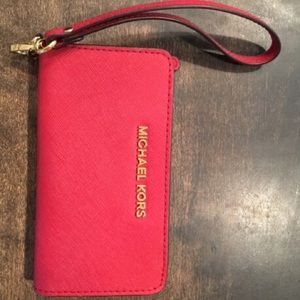 Michael Kors Red Wallet + phone case wristlet