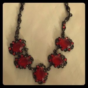 Red and black statement necklace