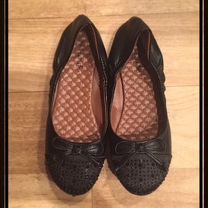 Black Ballet Scrunch Jeweled Flats