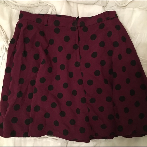 Maroon Polka Dot Skater Skirt - Picture 2 of 2