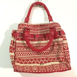 R&J red/cream tribal print tote bag