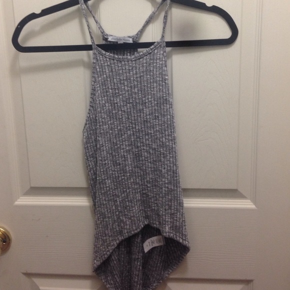 High low ribbed high neck shirt
