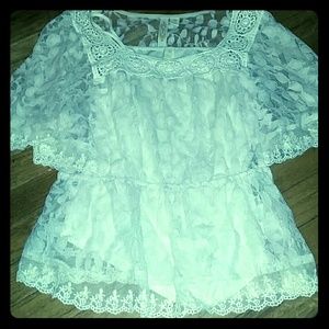 Cream lacey short sleeve top