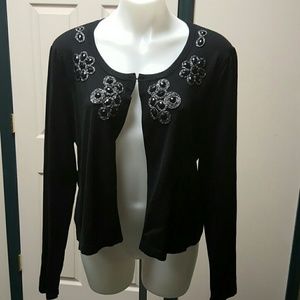 Christopher & Banks XL black jeweled hook sweater