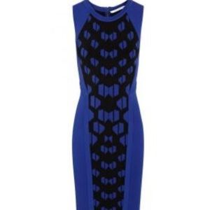 DVF blue/black stretch sheath dress - size P/XS