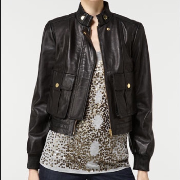 Tory Burch 'Richard' 100% Leather Bomber Jacket