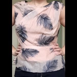 Anthro "on a wing" pink & blue feathers top, 10