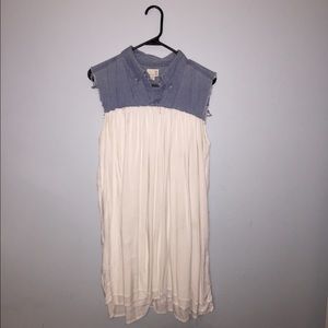 Raw Edge Denim and Cotton Dress