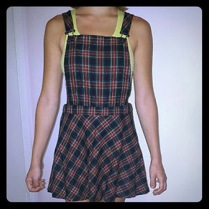 Plaid Overall Dress