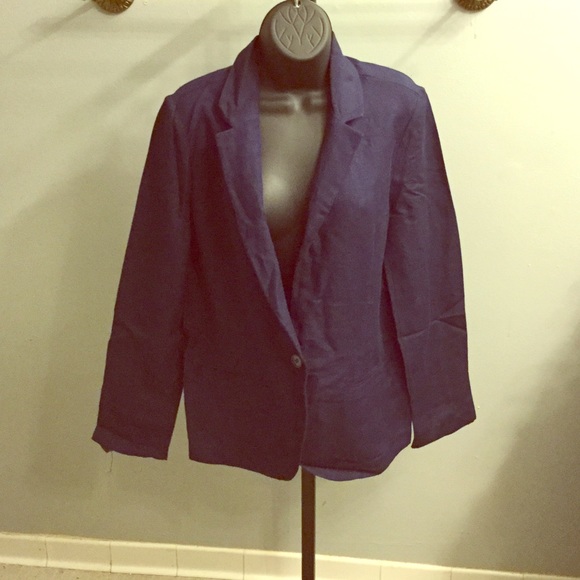 Navy linen boyfriend blazer - Picture 1 of 4