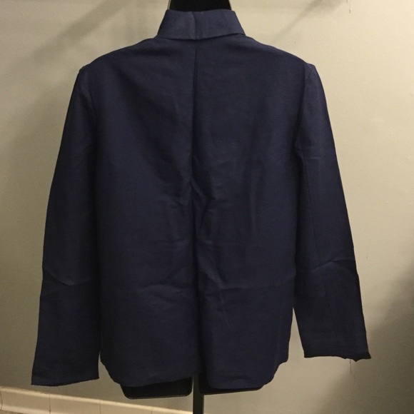 Navy linen boyfriend blazer - Picture 3 of 4