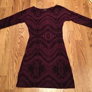 Express Plum & Black Fitted Dress- Size XS