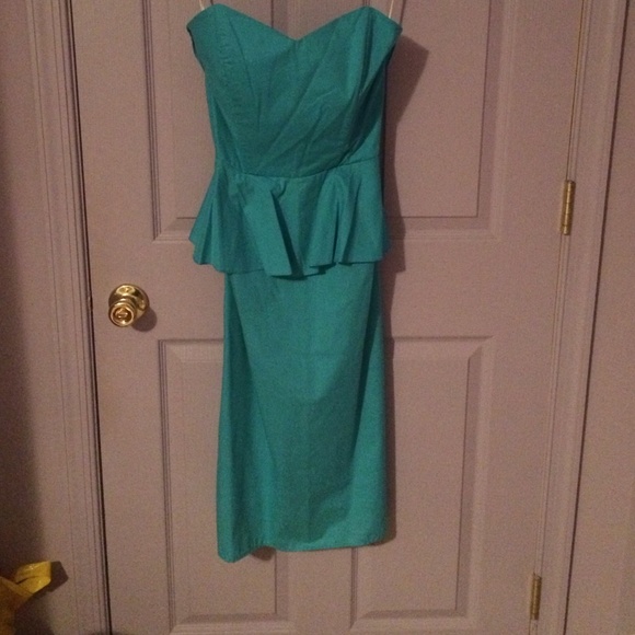 Dresses & Skirts - RETRO teal midi strapless dress