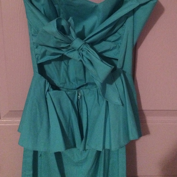 RETRO teal midi strapless dress - Picture 2 of 2