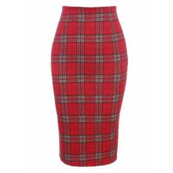 Plaid pencil skirt