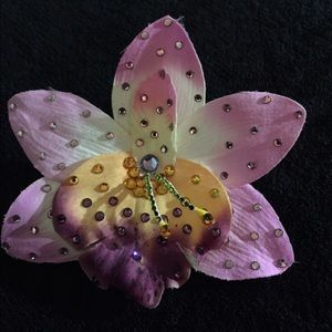 Two Tarina Tarantino Silk Orchid Bobby Pins