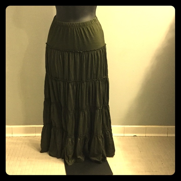 Olive green maxi skirt