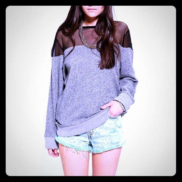 Sweatshirt with See Through Top