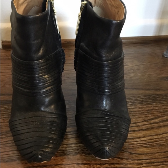 L.A.M.B leather ankle zip booties