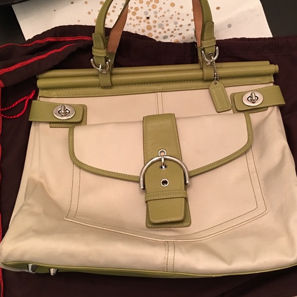 Authentic Coach Khaki and green bag