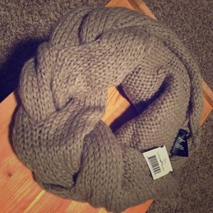Taupe braid infinity scarf