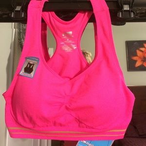 Hot pink seamless sports bra.
