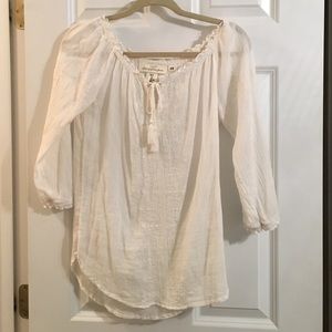 White Flowy Peasant Top