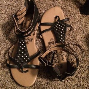 Black beaded sandals