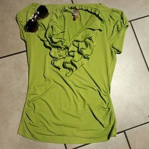 Turtle neck blouse with ruffles