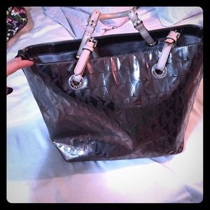 Authentic Mochael Kors silver metallic tote medium