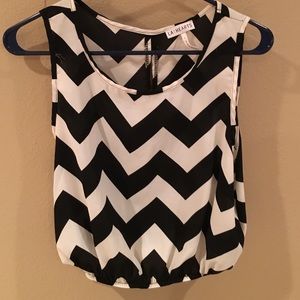 Black & White Chevron Crop Top