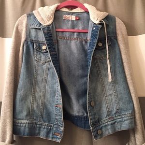 SOLD: Sweatshirt sleeved jean jacket