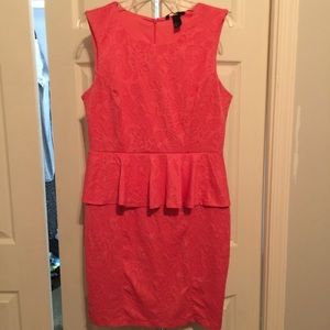 H&M Coral Peplum Dress