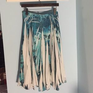 Teal and White Burn Out Patterned Skirt