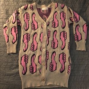 Thumbs up! Funky print oversized cardigan