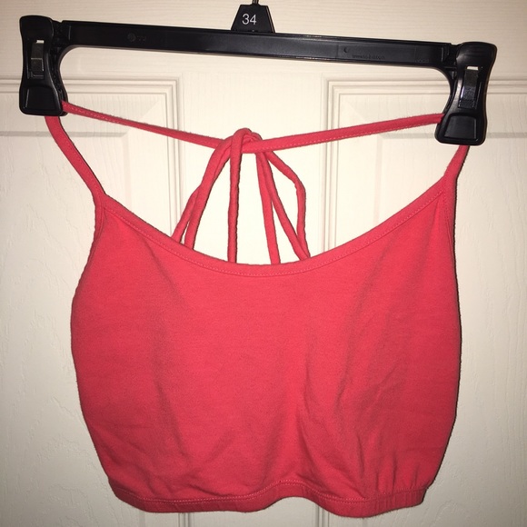 Coral crop top with cute back