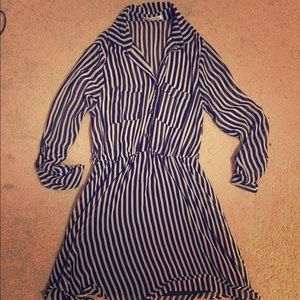 Black and white striped dress