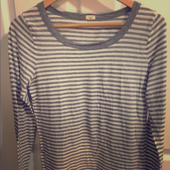 J.Crew Grey Stripe Tissue Tee (Long Sleeve)