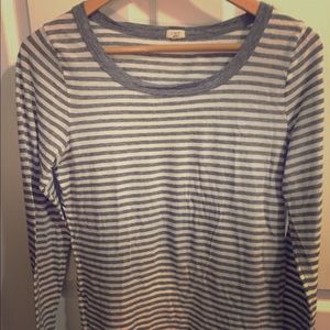 J.Crew Grey Stripe Tissue Tee (Long Sleeve)