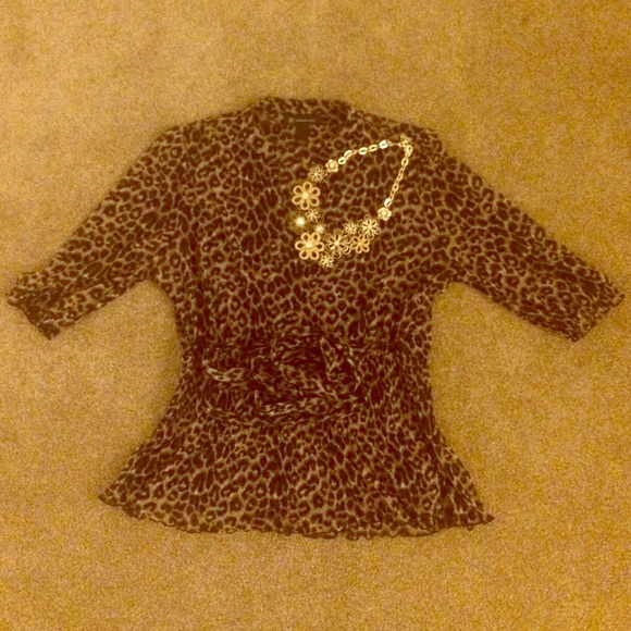 Classic leopard print figure flattering blouse