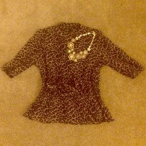 Classic leopard print figure flattering blouse