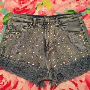 Encore Jean Shorts. Studded and distressed. Large
