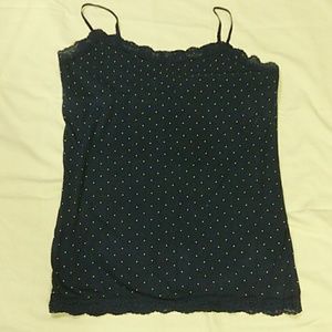Aeropostale dark blue and white polka-dot cami
