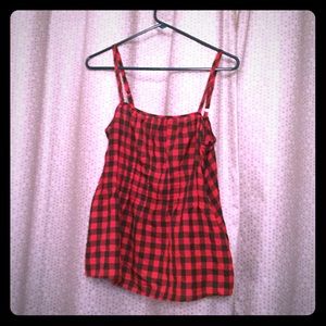NY&CO red and black plaid tank with cinched waist
