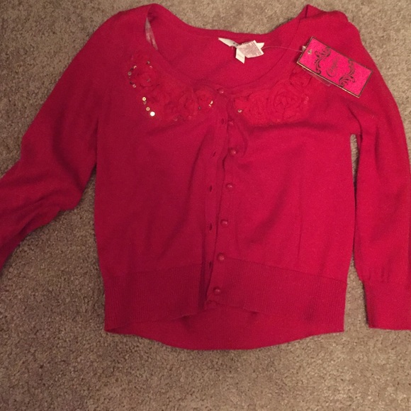 Bright red cartigan