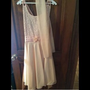 Peach below the knee party dress